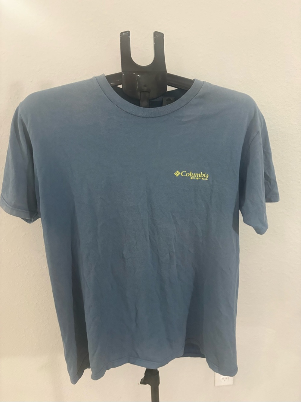 Columbia Short-Sleeve Tee in Slate Blue with Yellow Logo